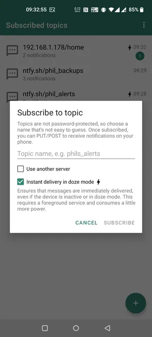ntfy  PUTPOST 至您的设备